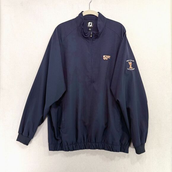 Footjoy Jacket Men L Blue 1/4 Zip Pullover Windbreaker Indian Valley Golf Club - Picture 1 of 11